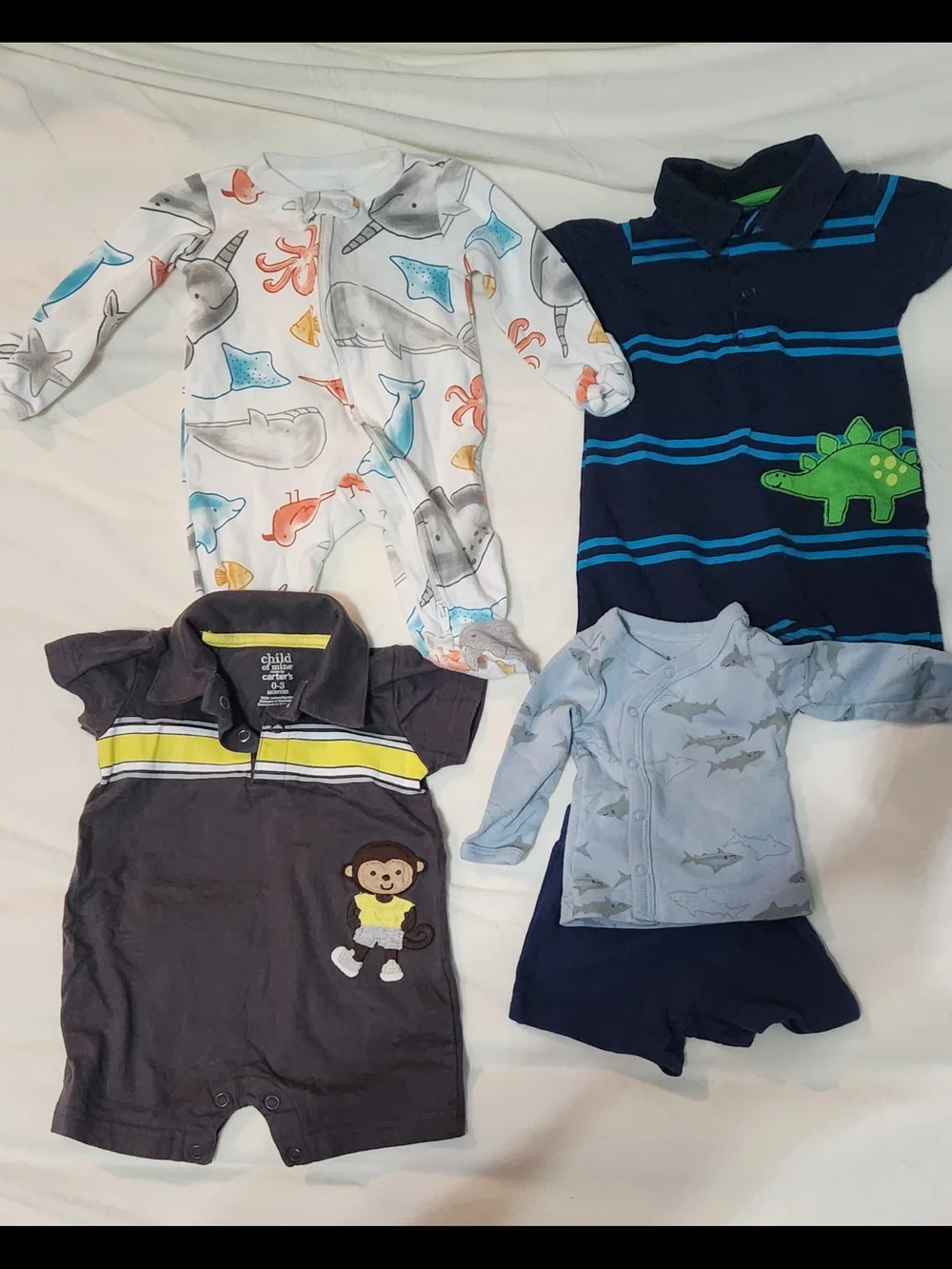 Child Of Mine By Cater's One-Piece Bundle – Blue, Navy, Gray, White